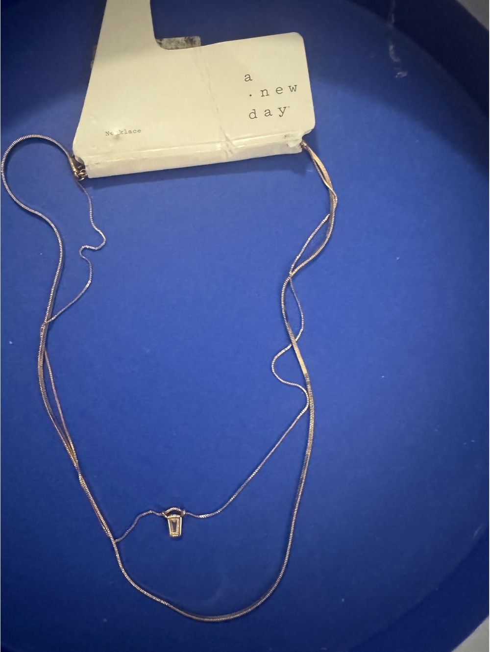 Gold Delicate Layered Necklace with Elegant Pendant - New with Tags